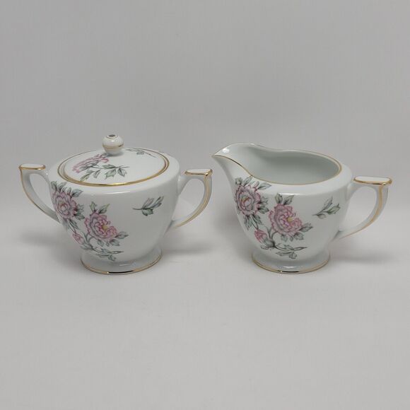 Mikado China Malay Made In Occupied Japan Sugar Bowl With Lid and Creamer - Picture 1 of 16